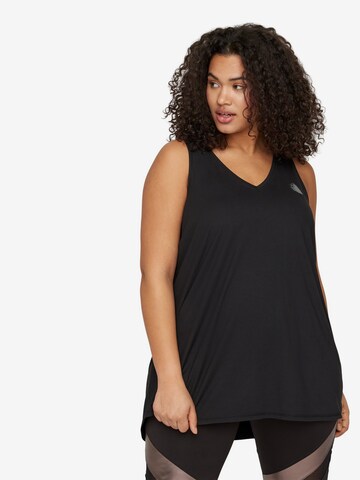 Active by Zizzi Sporttop 'Abasic' in Zwart: voorkant