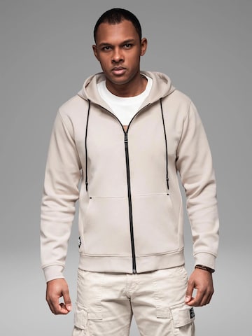 Ombre Sweat jacket 'OM-SSZP-0213' in Beige: front