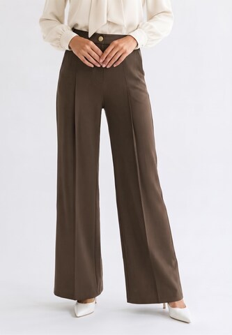 Anna Field Wide leg Παντελόνι με τσάκιση σε καφέ: μπροστά