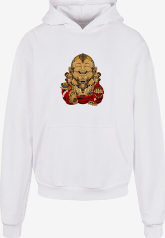 Sweat-shirt 'Happy Cyber Buddha CYBERPUNK STYLES' F4NT4STIC en blanc : devant