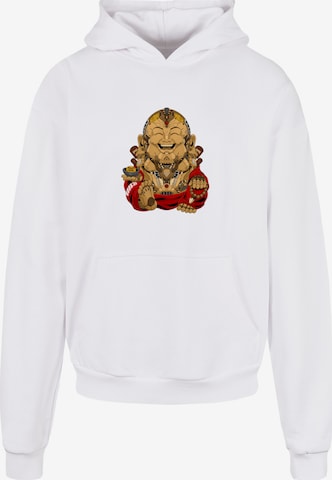 F4NT4STIC Sweatshirt 'Happy Cyber Buddha CYBERPUNK STYLES' in Weiß: predná strana