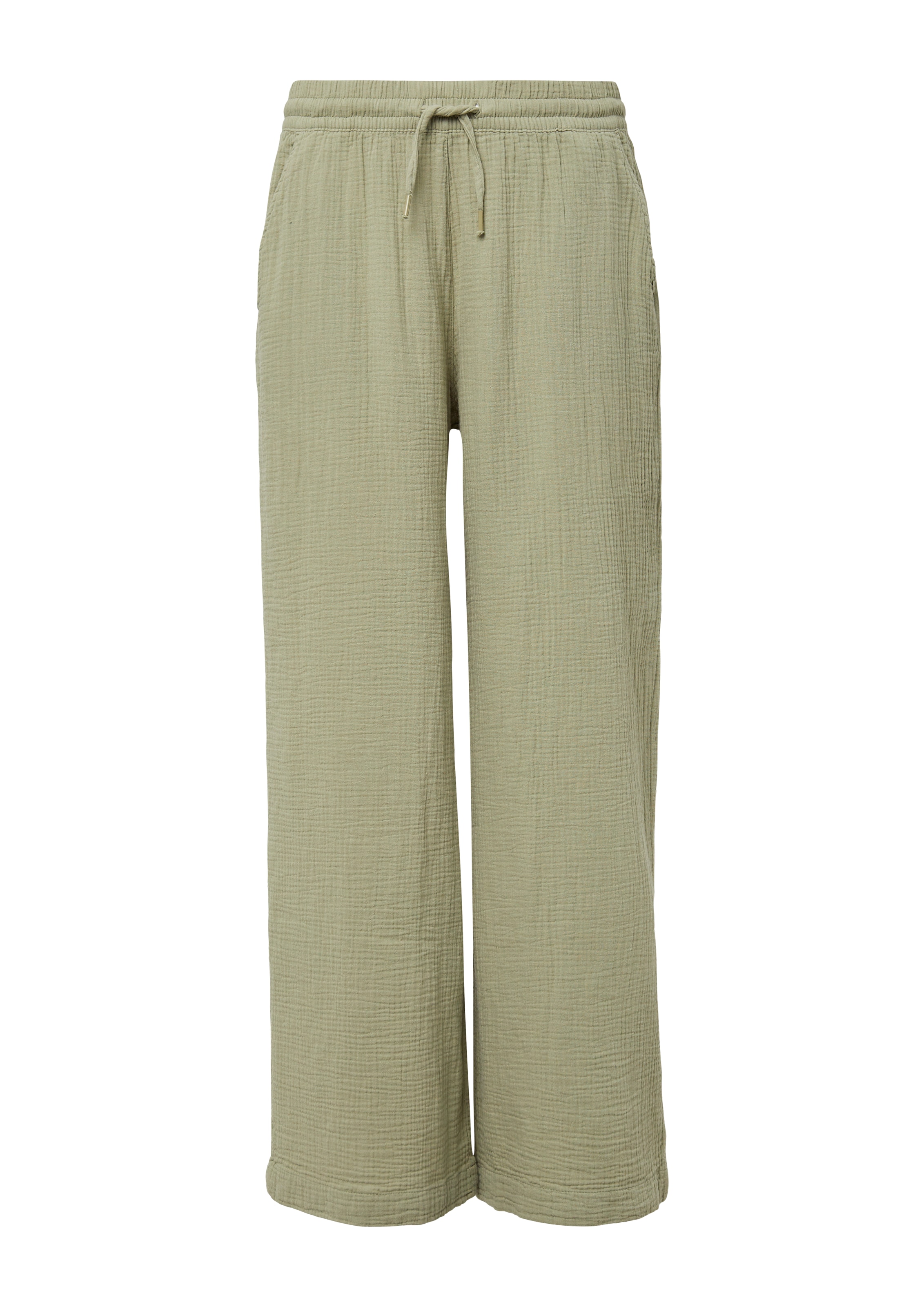 QS Wide leg Broek in Groen: voorkant