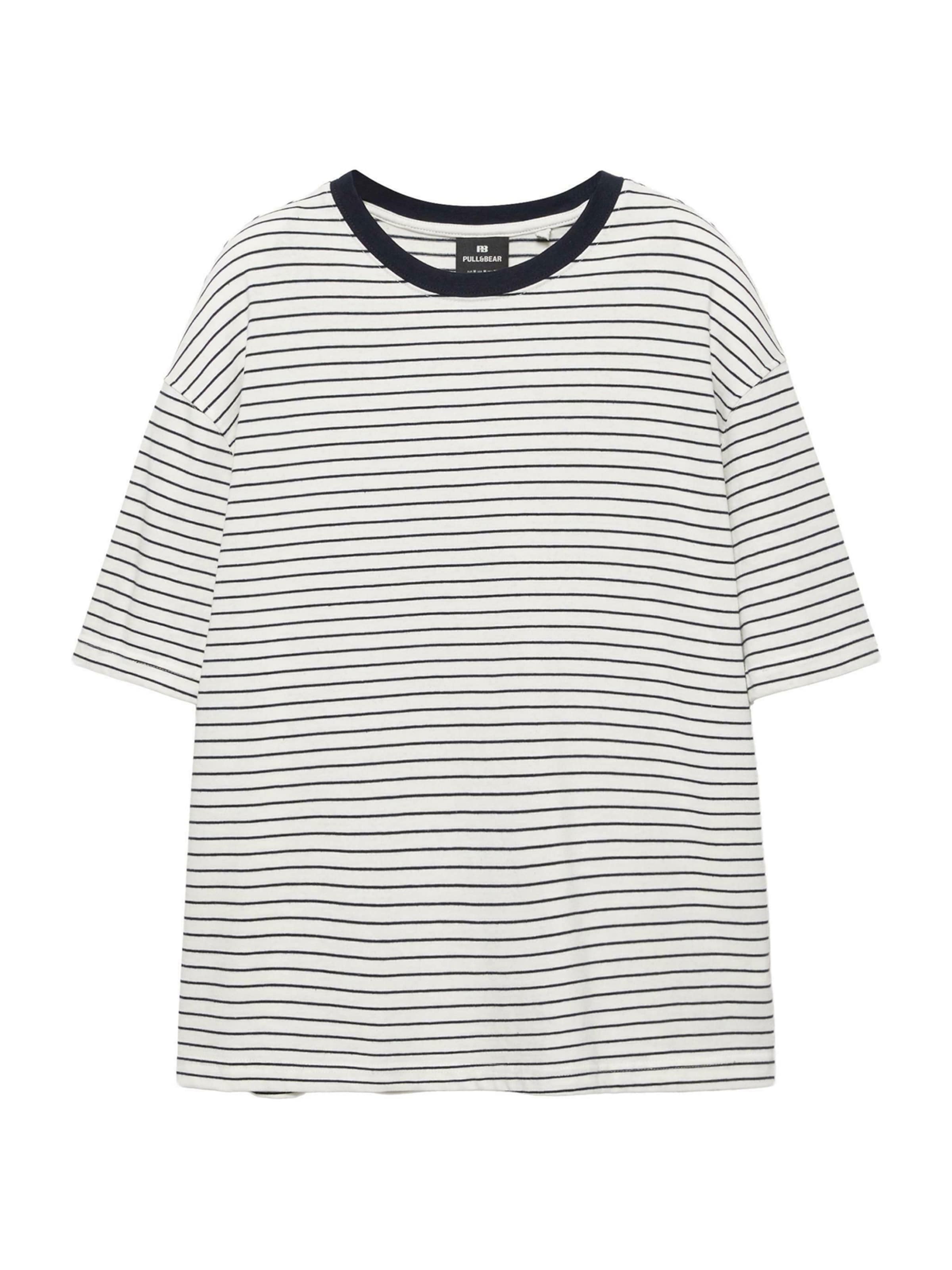 Pull&Bear Shirt in XS in de kleur Marine / Wit, Productweergave