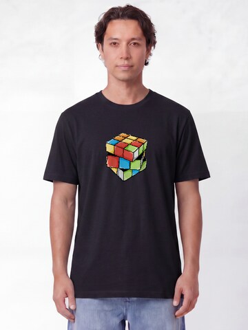 Maglietta 'Pixel Zauberwürfel' di Watapparel in nero: frontale