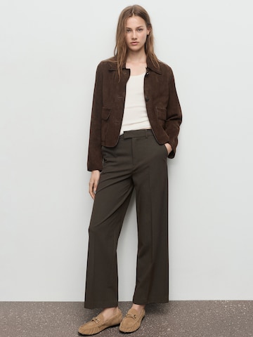 MANGO Wide leg Trousers with creases 'PAU' in Green