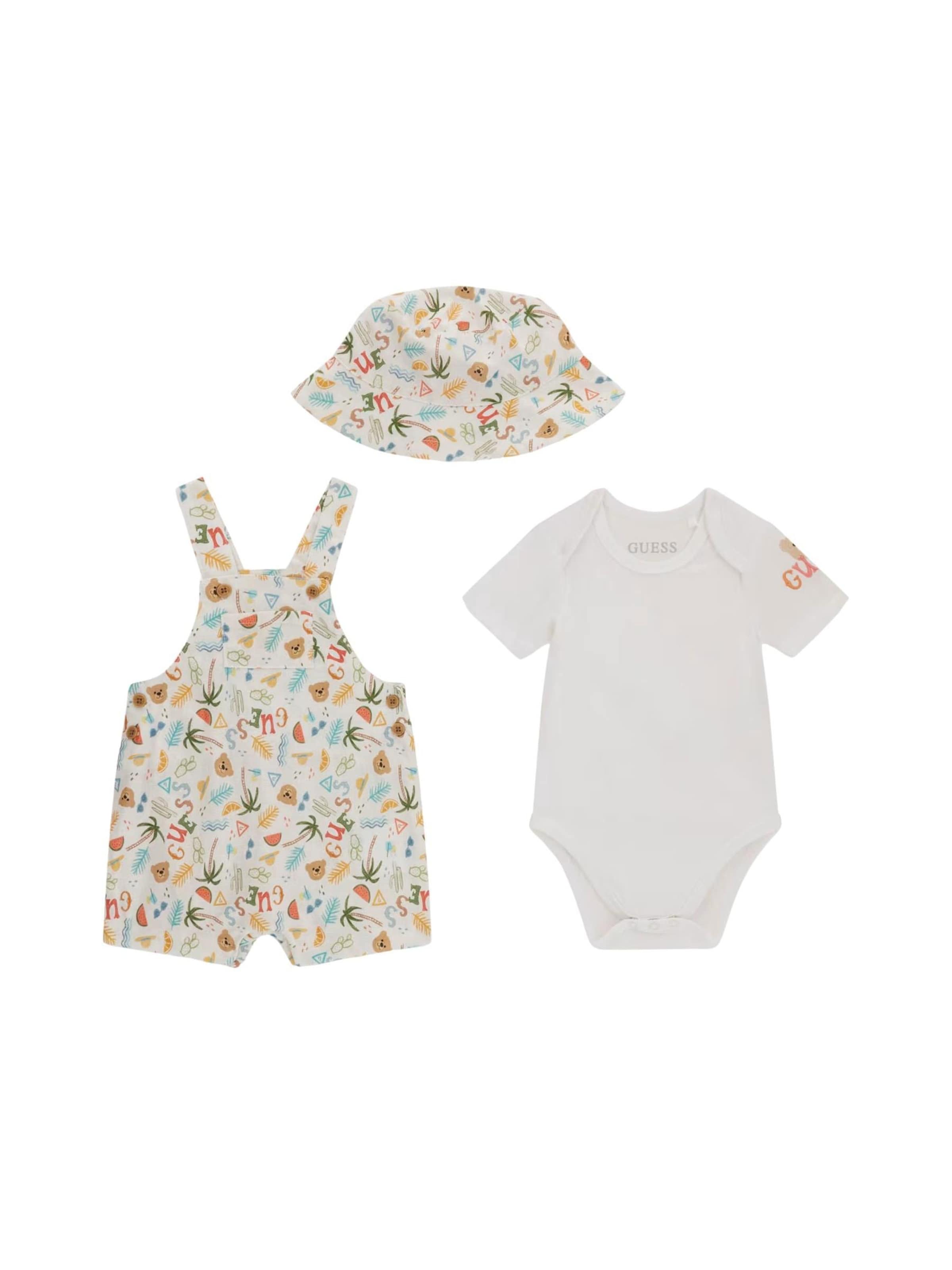 Set 'GUESS KIDS SET HAT+SS BODY+ROMPER Completi' di GUESS KIDS in bianco: frontale