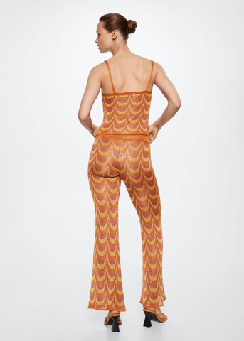 MANGO Flared Broek 'Hawai' in Oranje