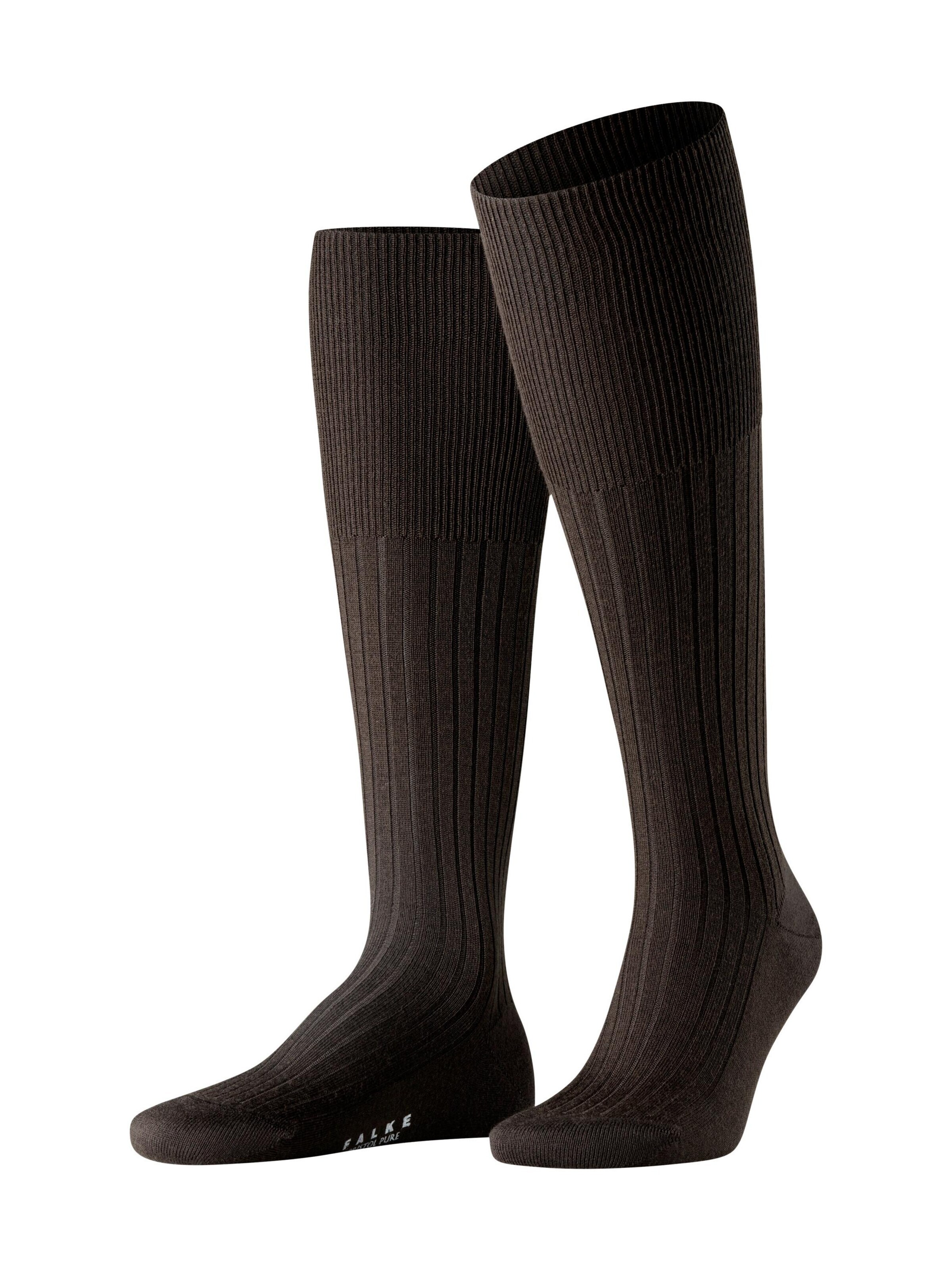 FALKE Knee High Socks 'Bristol Pure' in Brown: front