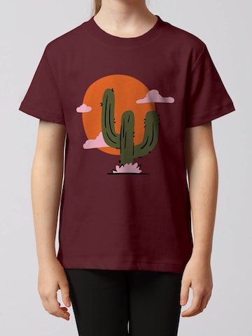 watabout.kids Shirt 'Kaktus im Sonnenuntergang' in Red: front