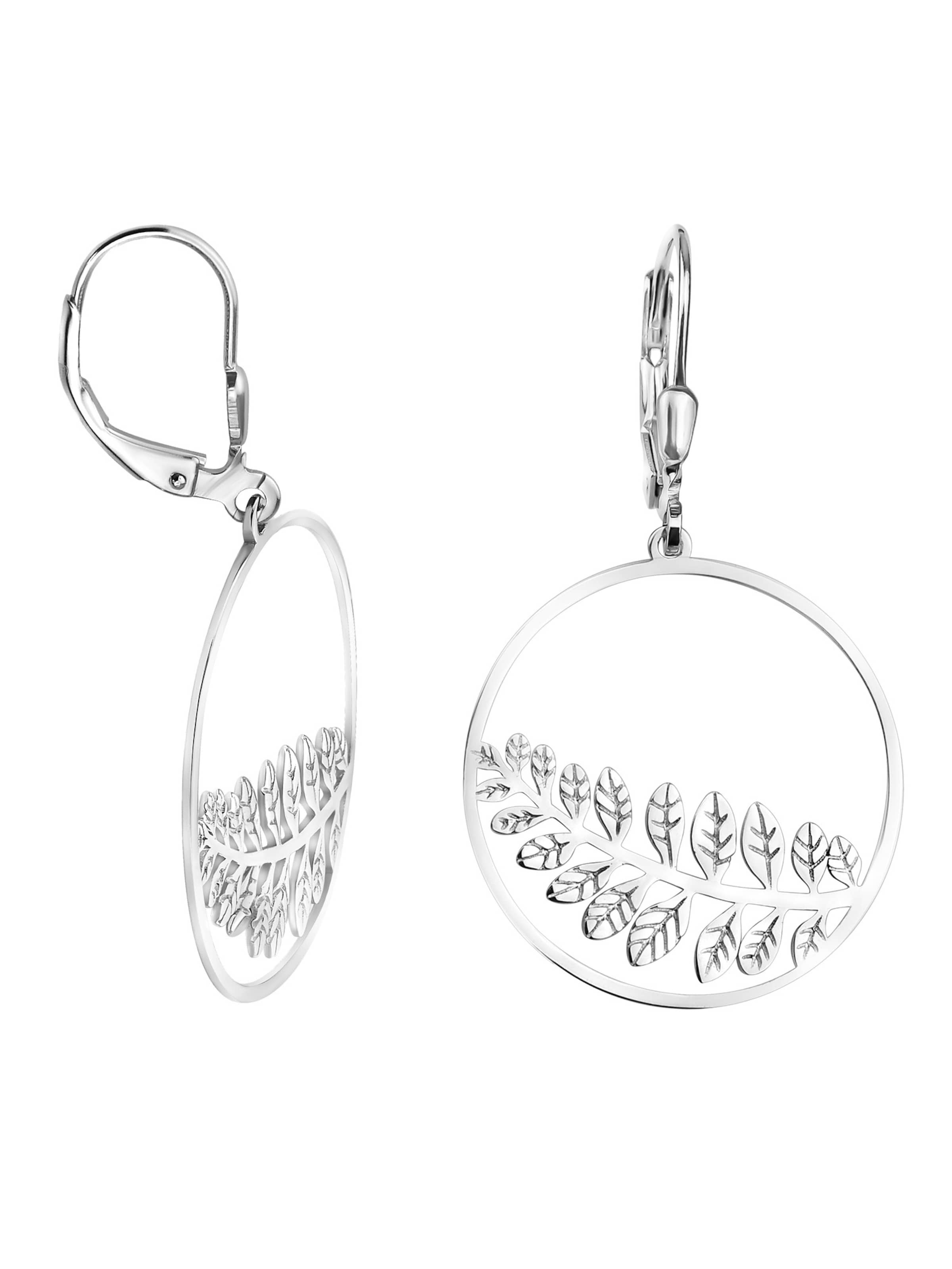 Sofia Milani Ohrringe 'Leaf'‌‌‌‌‌‌‌‌‌ in Silber: Vorderseite