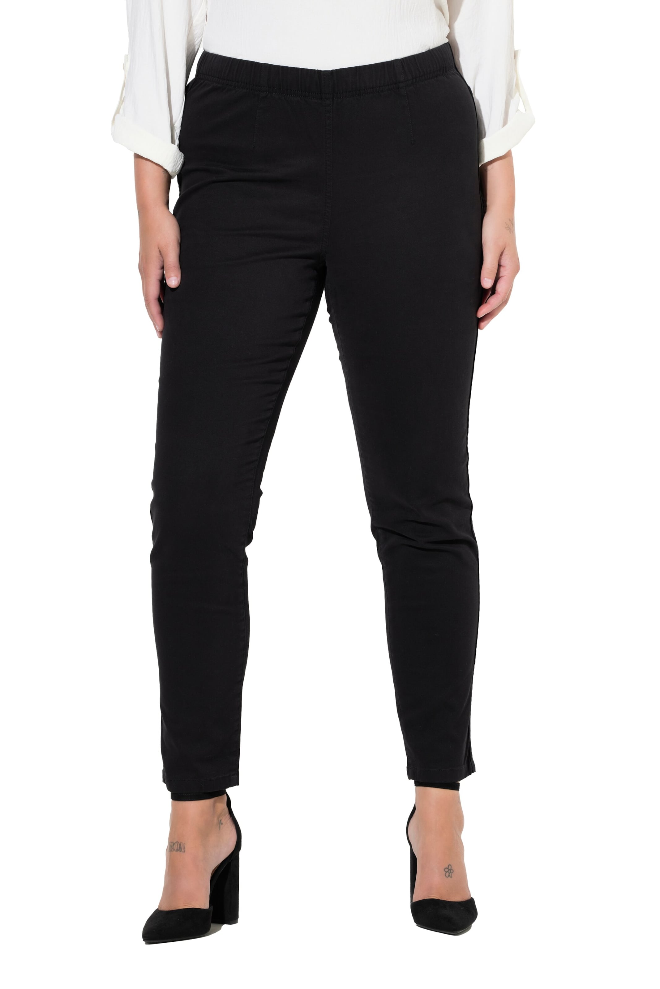 MIAMODA Slim fit Trousers in Black: front