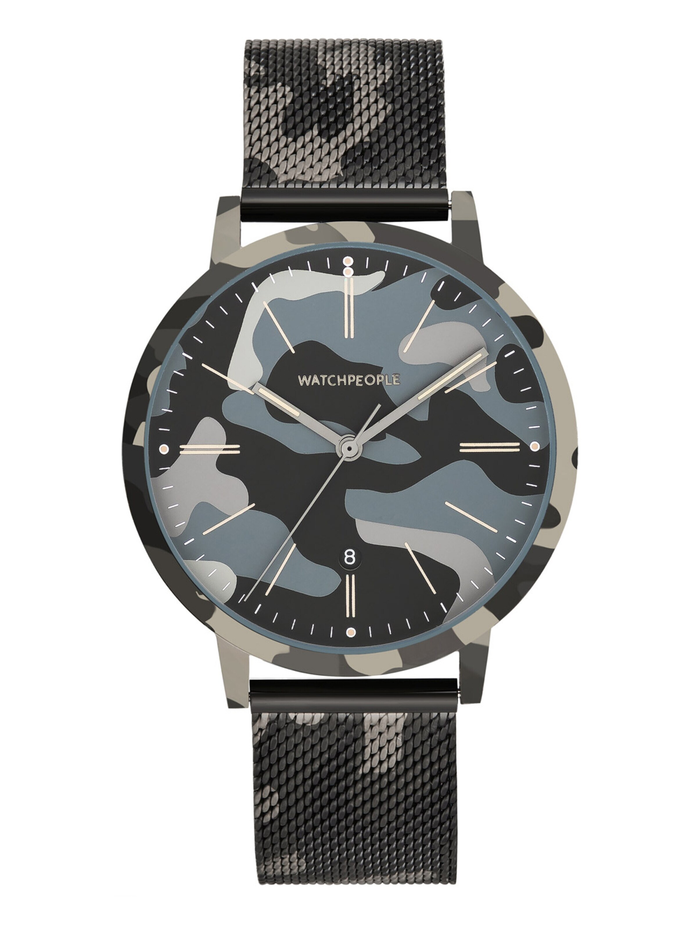WALTER GROPIUS Analog Watch 'HIDDEN CAMOUFLAGE' in Black: front