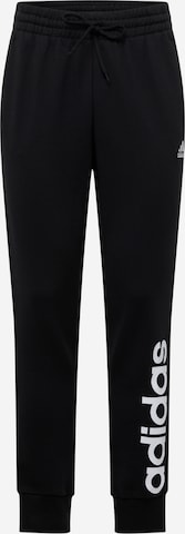 ADIDAS SPORTSWEAR Tapered Workout Pants 'Essentials French Terry Tapered Cuff Logo' in Black: front
