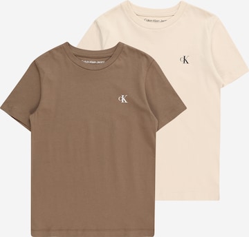 T-Shirt Calvin Klein Jeans en beige : devant