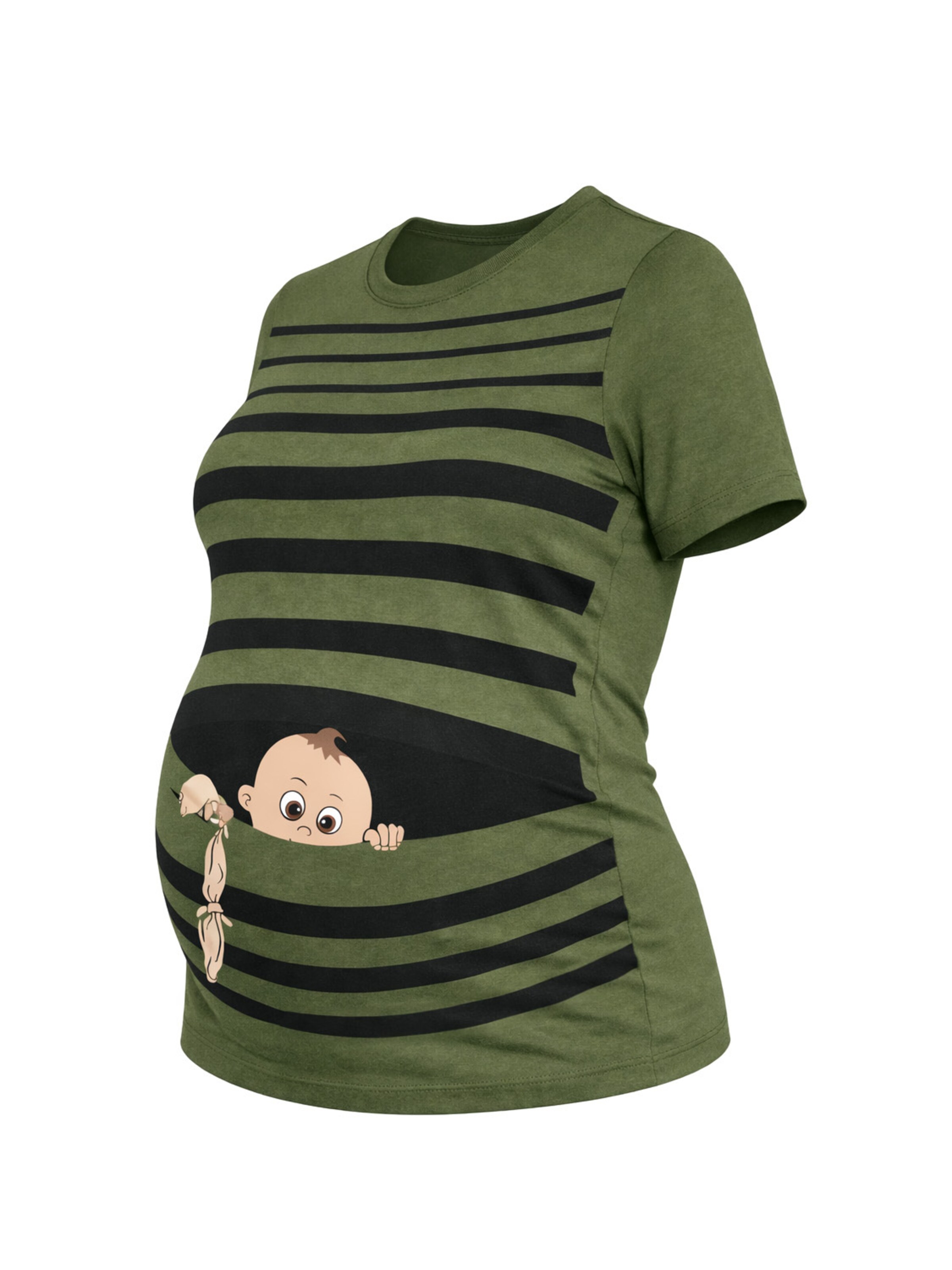 M.M.C. Shirt 'Baby Flucht Umstandsshirt' in Green: front