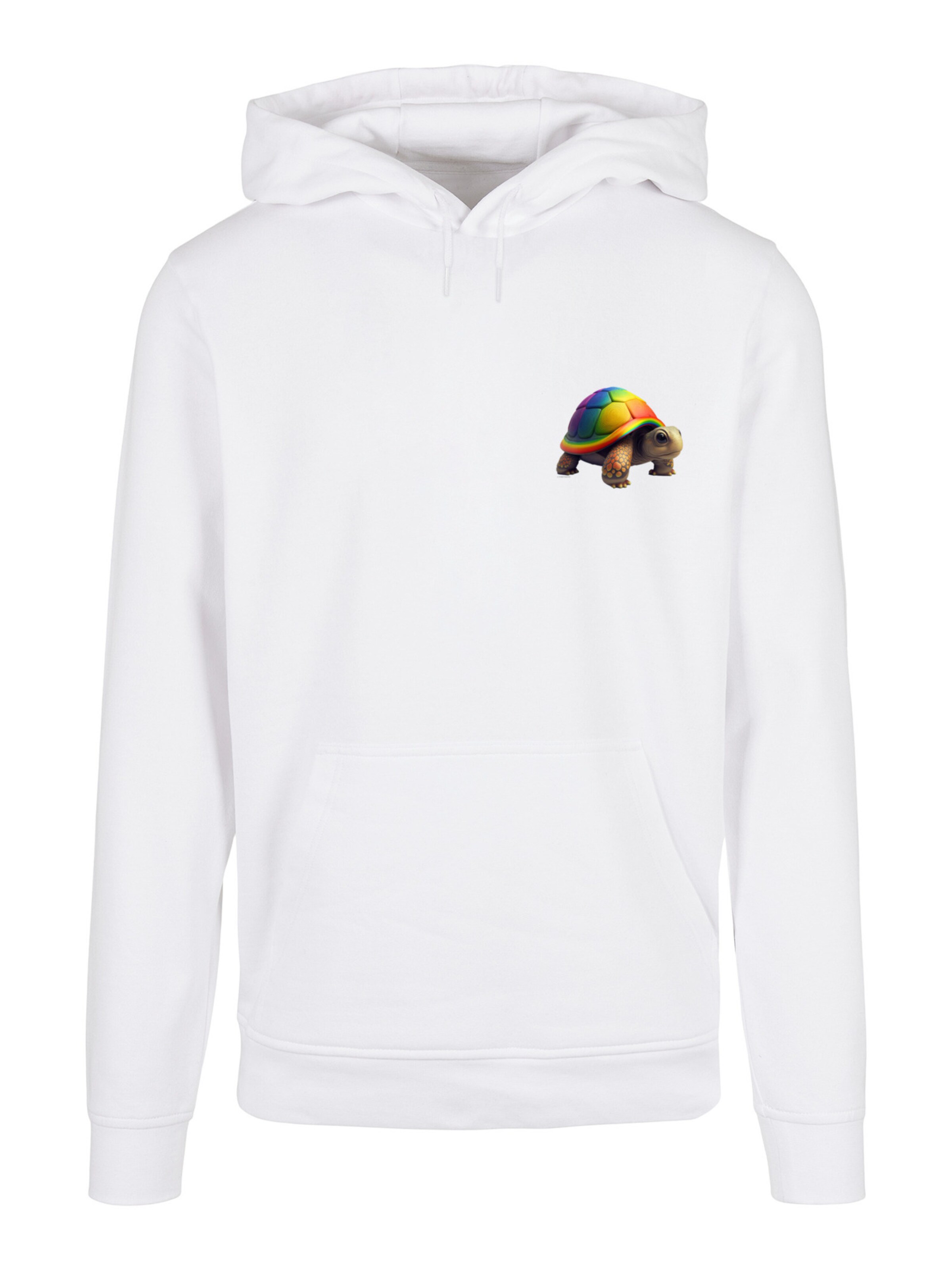 Sweat-shirt 'Rainbow Turtle' F4NT4STIC en blanc : devant