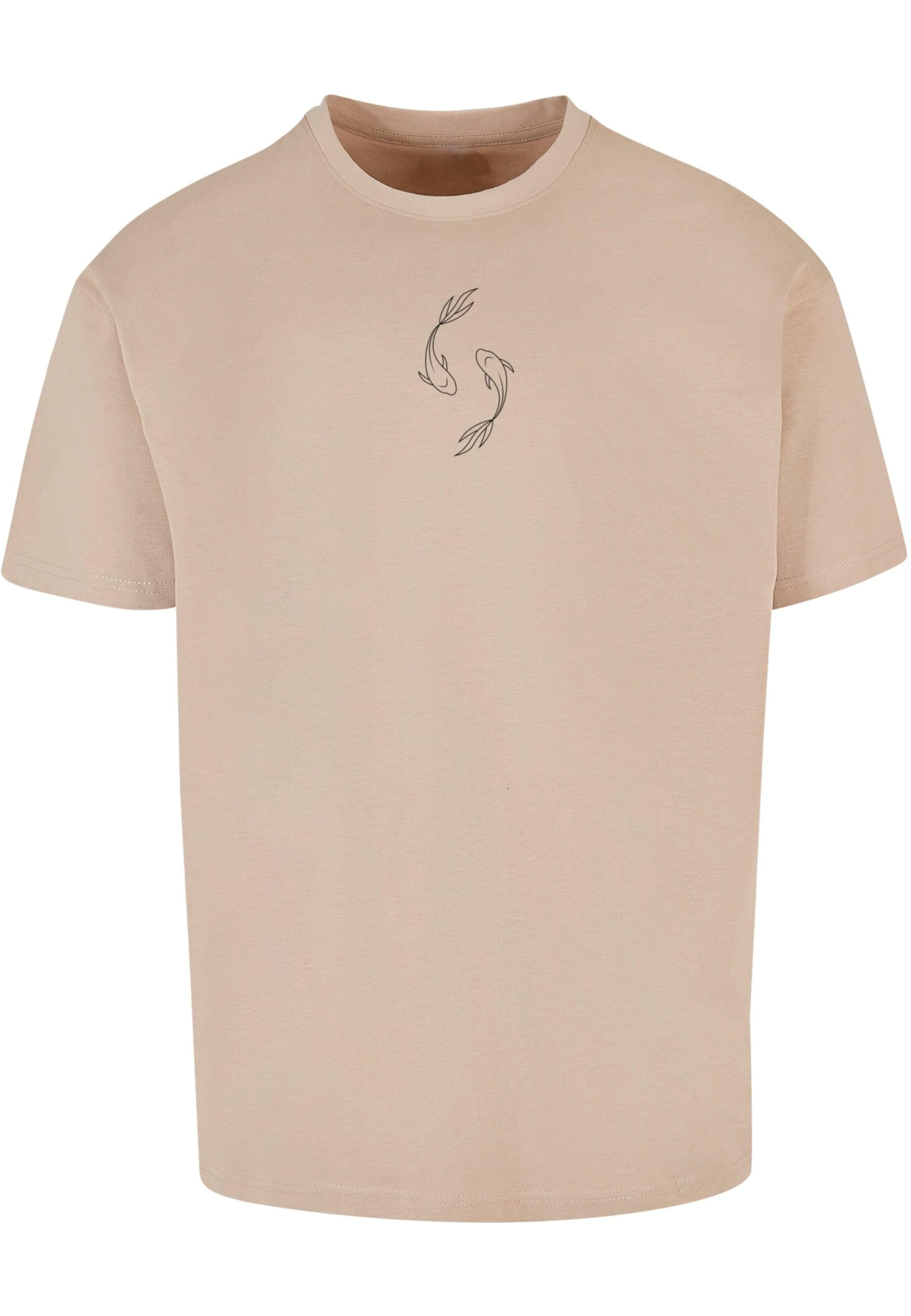 Merchcode - Camisa 'Spring -  Yin & Jang Fish' em bege: frente