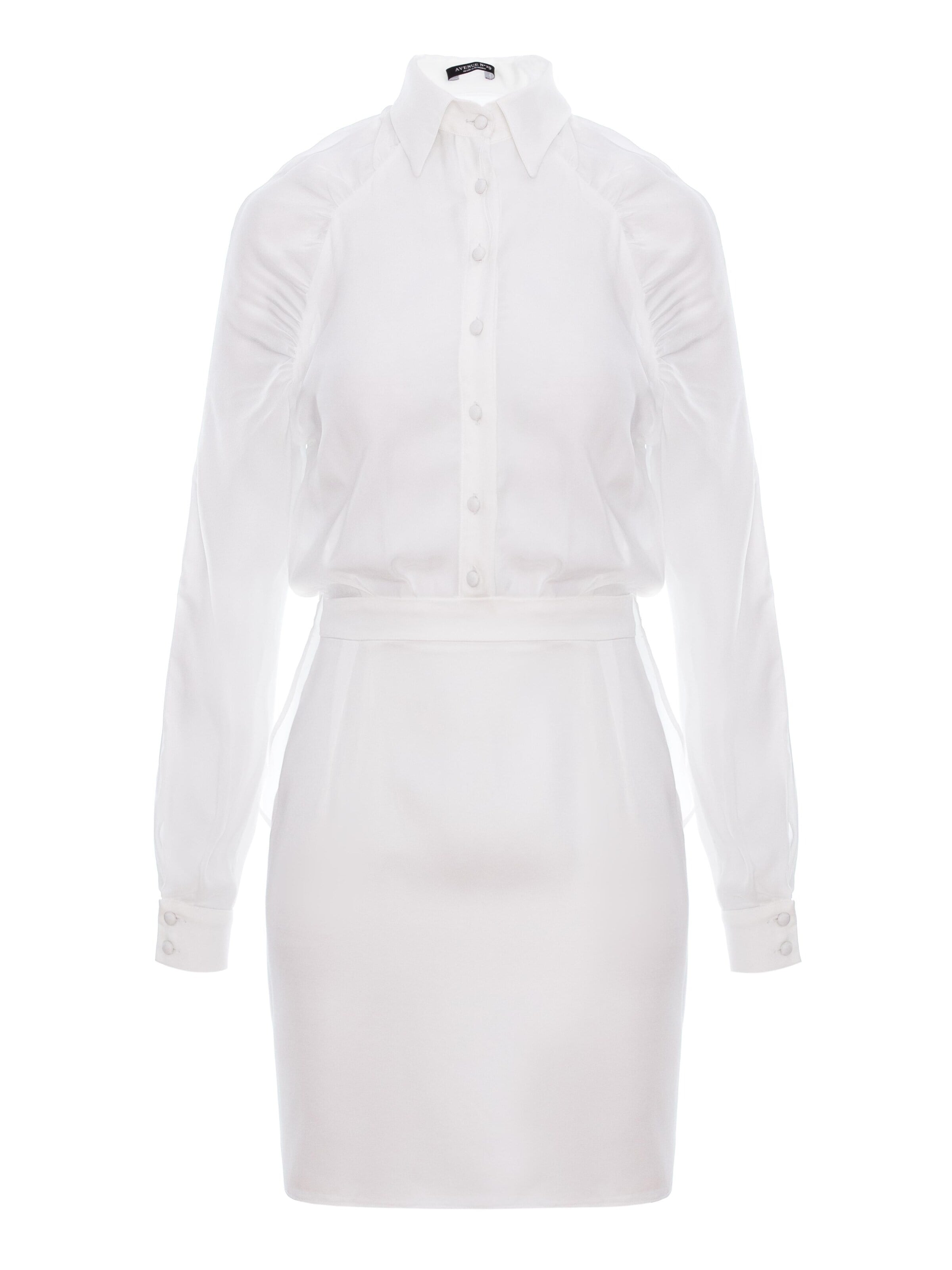 AVENUE N°29 - Vestido 'Gathered Raglan' en blanco: frente
