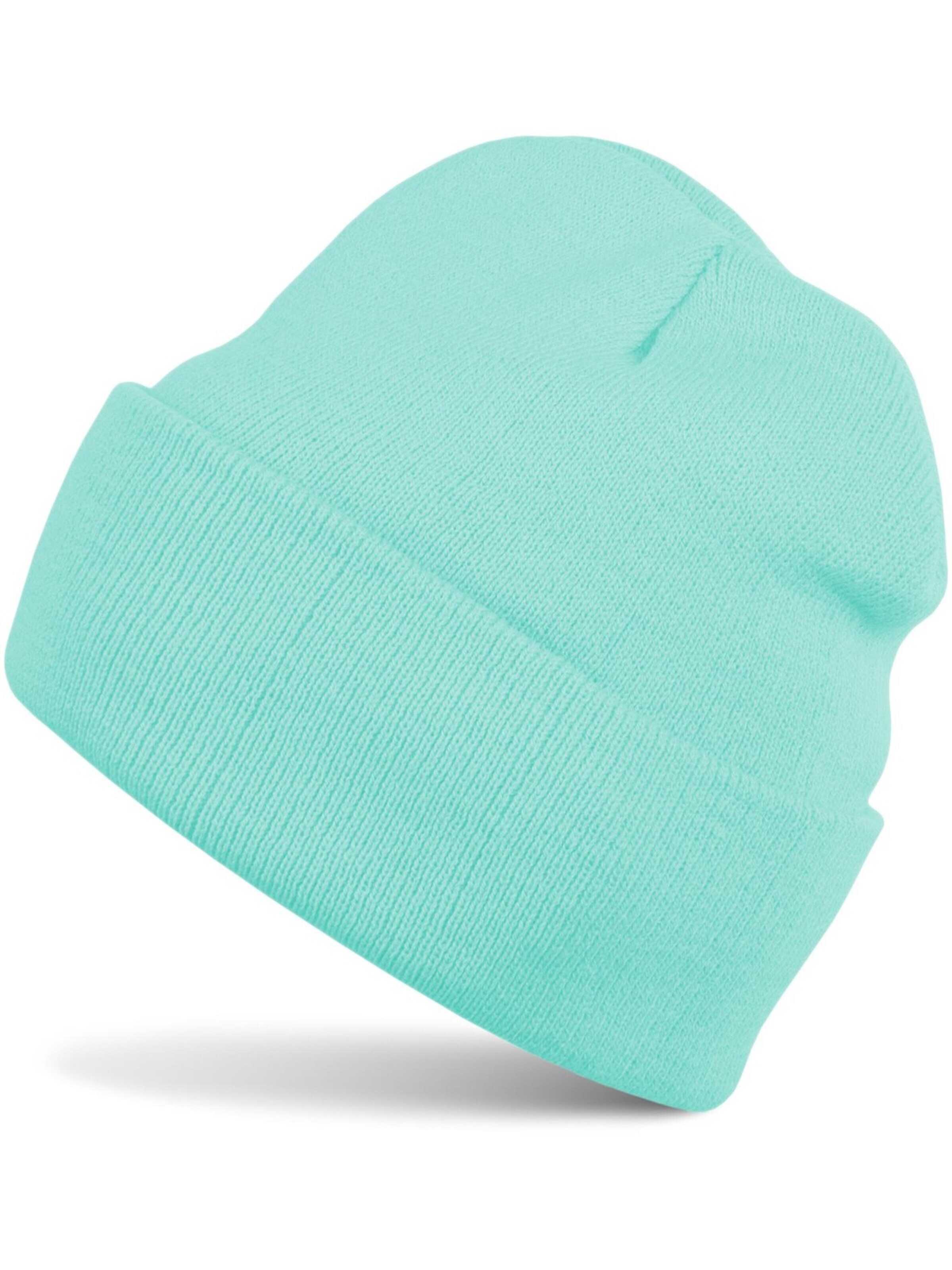 styleBREAKER Beanie 'Kinder Strickmütze mit Krempe' in Green: front