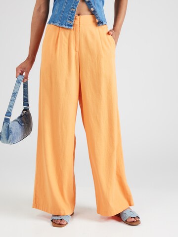 TOPSHOP Wide leg Bandplooibroek in Oranje: voorkant