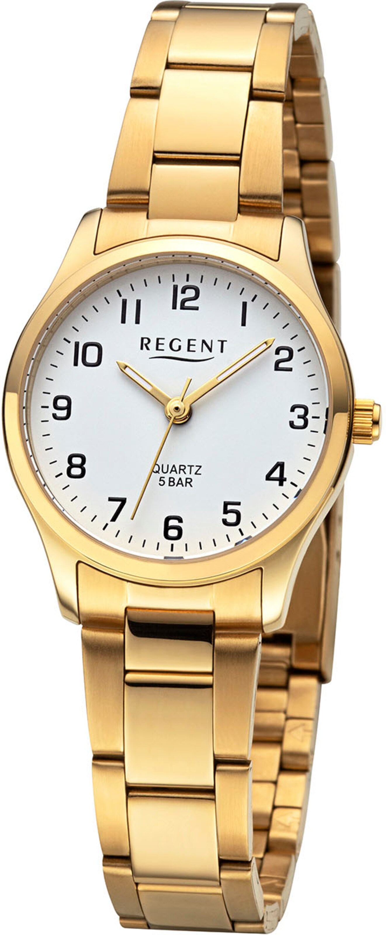 REGENT Analoguhr in Gold: Vorderseite