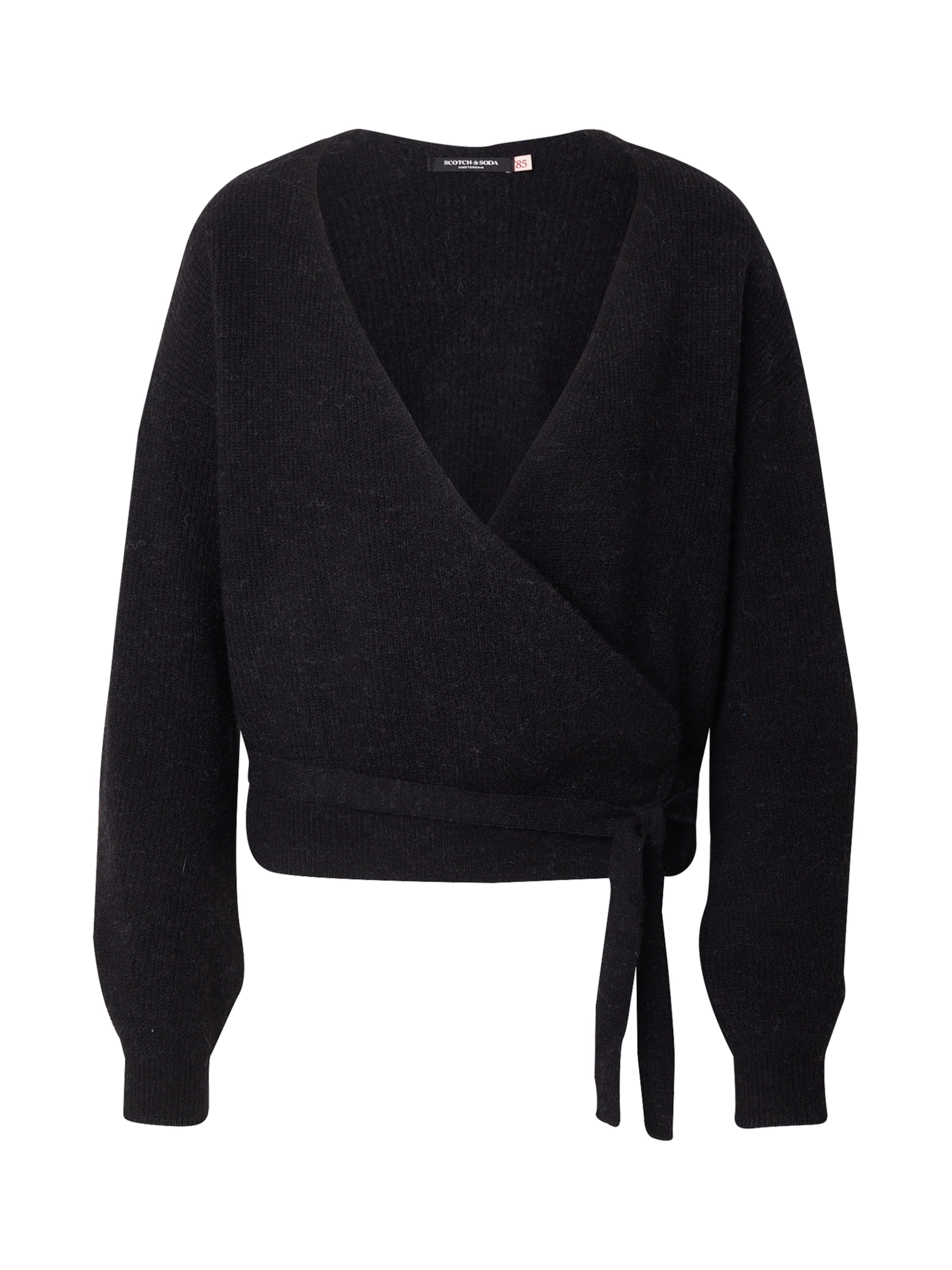 SCOTCH & SODA Gebreid vest 'FUZZY WRAP' in Grijs: voorkant