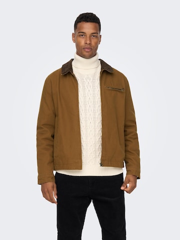 Only & Sons Between-Season Jacket 'More' in Brown: front