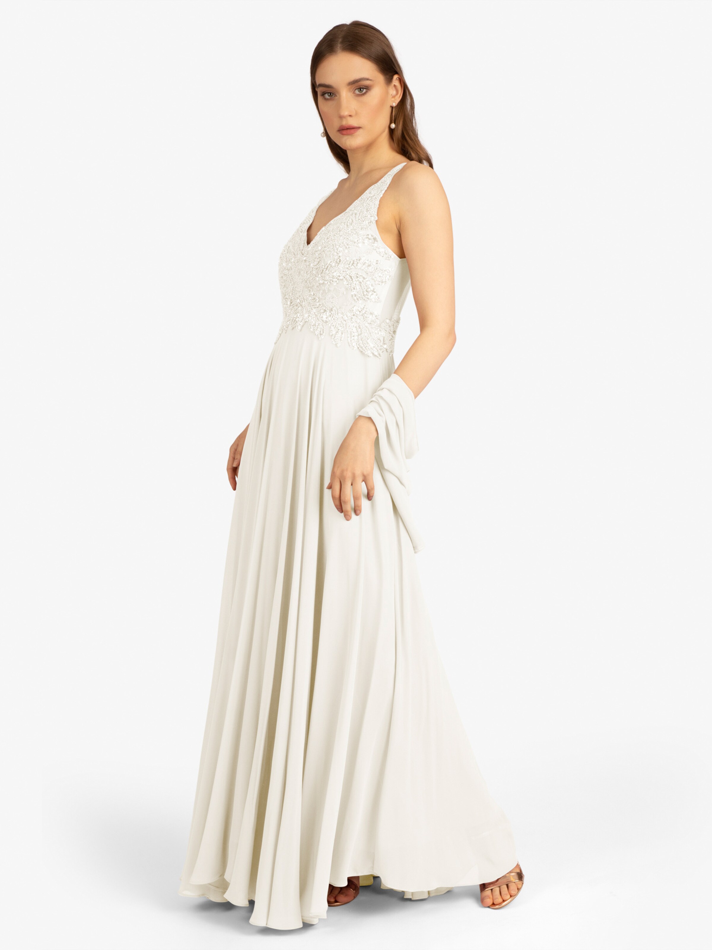 Frauen Große Größen APART Abendkleid aus Chiffon mit Pailletten in Weiß - SF70584