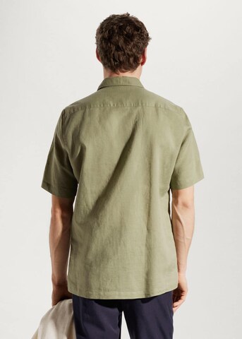 MANGO MAN Slim fit Button Up Shirt 'Ants' in Green