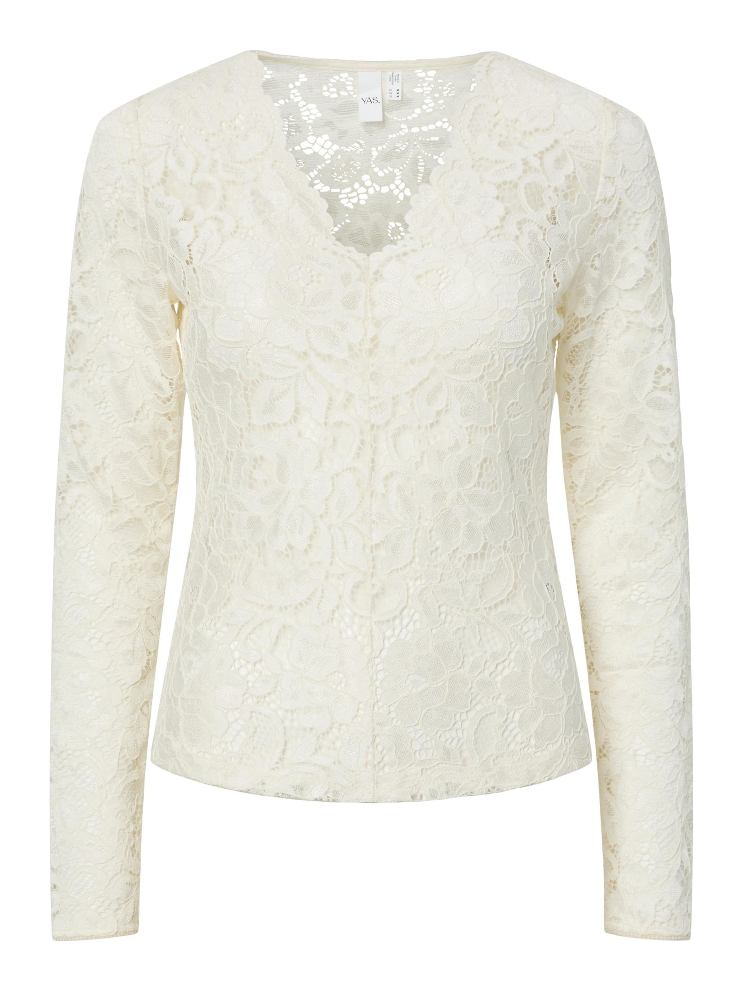 YAS Shirt 'YASLacey' in Beige: voorkant