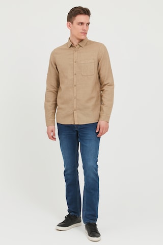 !Solid Comfort fit Button Up Shirt in Beige