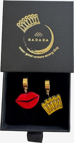 raudona RADADA Auskarai 'Golden Crown & Red Lips': priekis