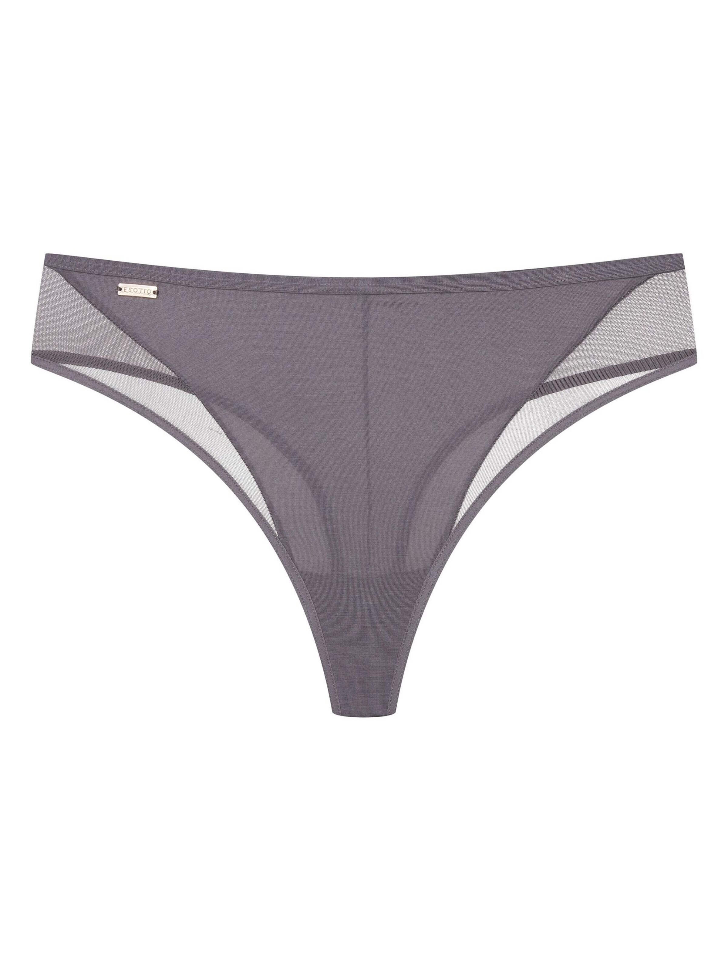 ESOTIQ - Tanga 'String Blissy, Modal Jersey, florales Muster, transparent' en gris