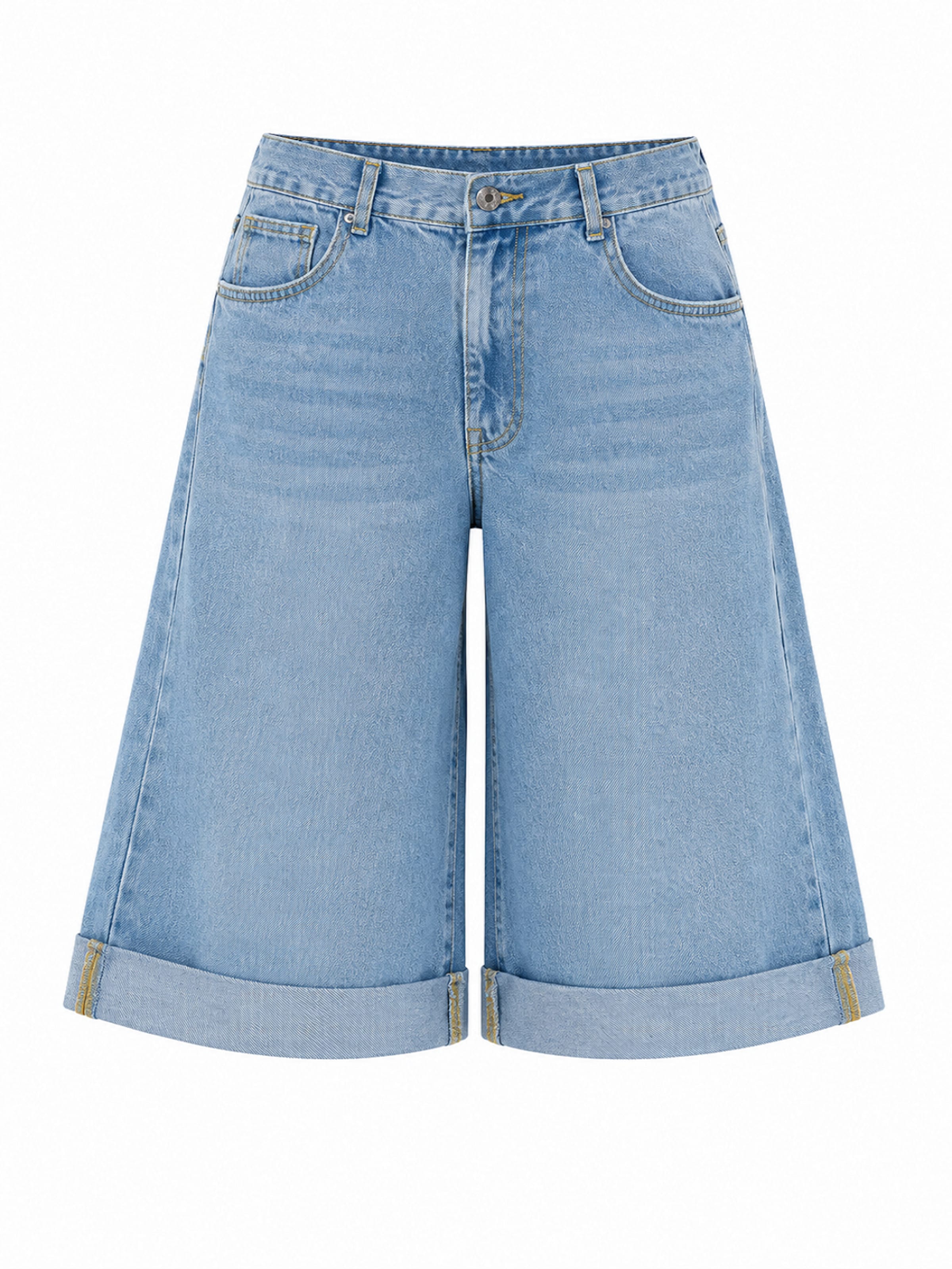 IT'S BASIC Jean 'ELASTICATED BERMUDA DENIM SHORT' en 38/Courte en bleu ciel, Vue avec produit