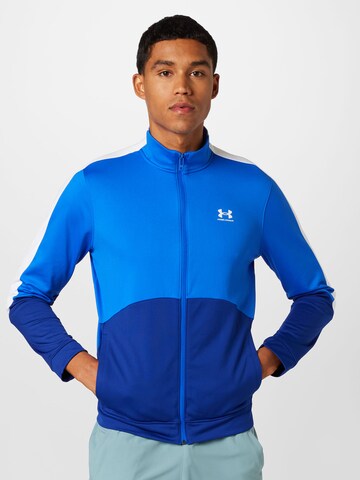 UNDER ARMOUR Sports sweat jacket in Blue: front