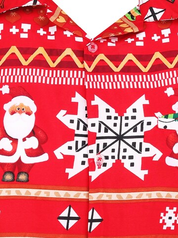 King Kameha Regular Fit Hemd 'Christmas Rows' in Rot
