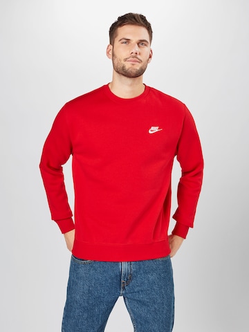 Nike Sportswear Regular fit Μπλούζα φούτερ 'Club Fleece' σε κόκκινο: μπροστά