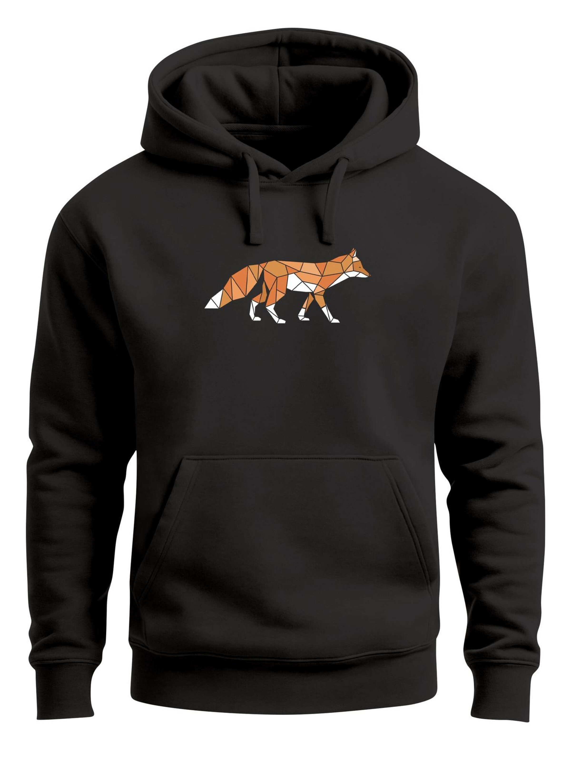 Neverless Sweatshirt 'Fuchs Polygon' in Black: front