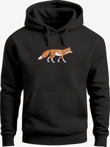 Neverless Sweatshirt 'Fuchs Polygon' in Schwarz: Vorderseite