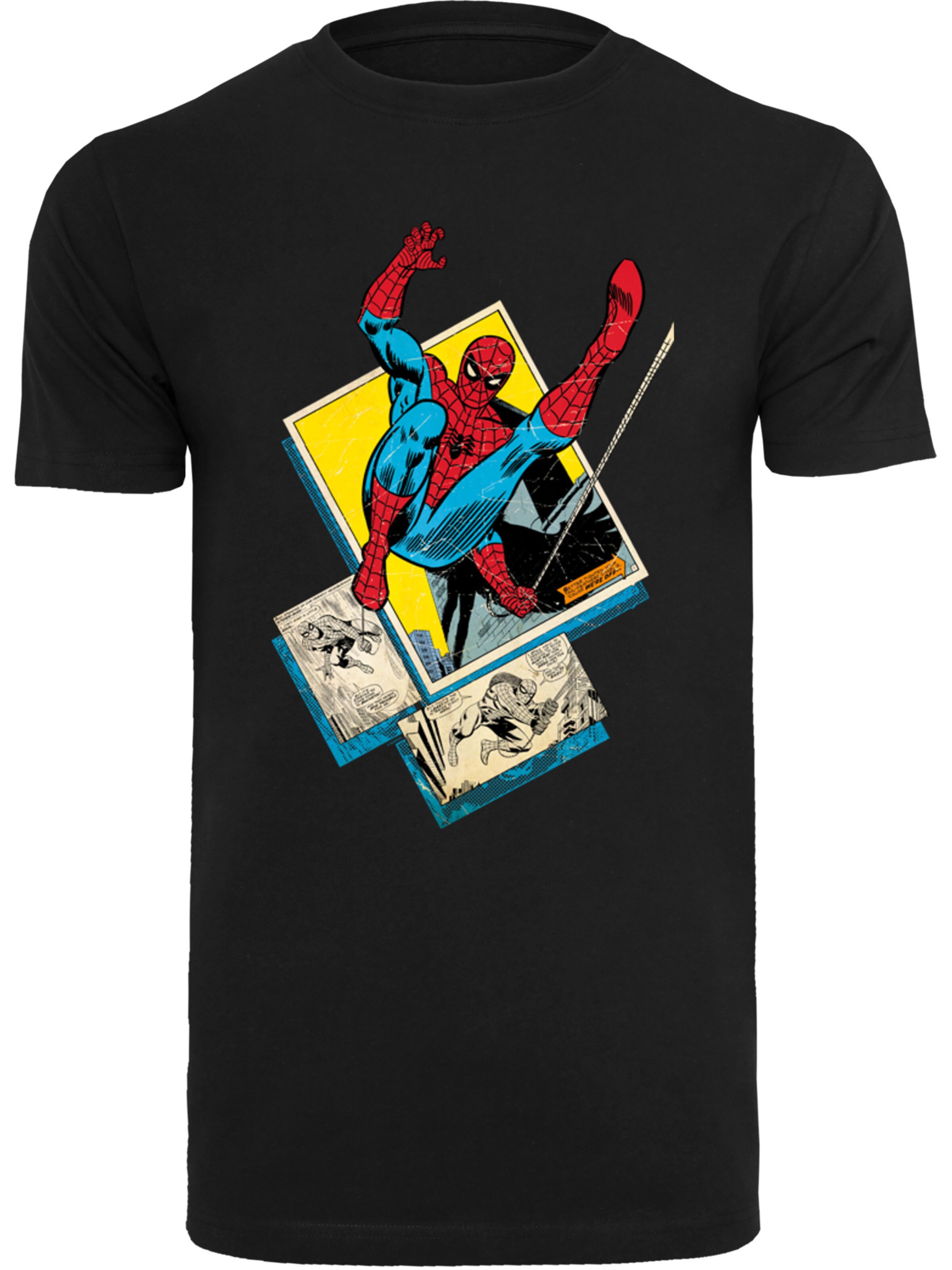 F4NT4STIC Shirt 'Marvel Spider-Man Block' in Schwarz: Vorderseite