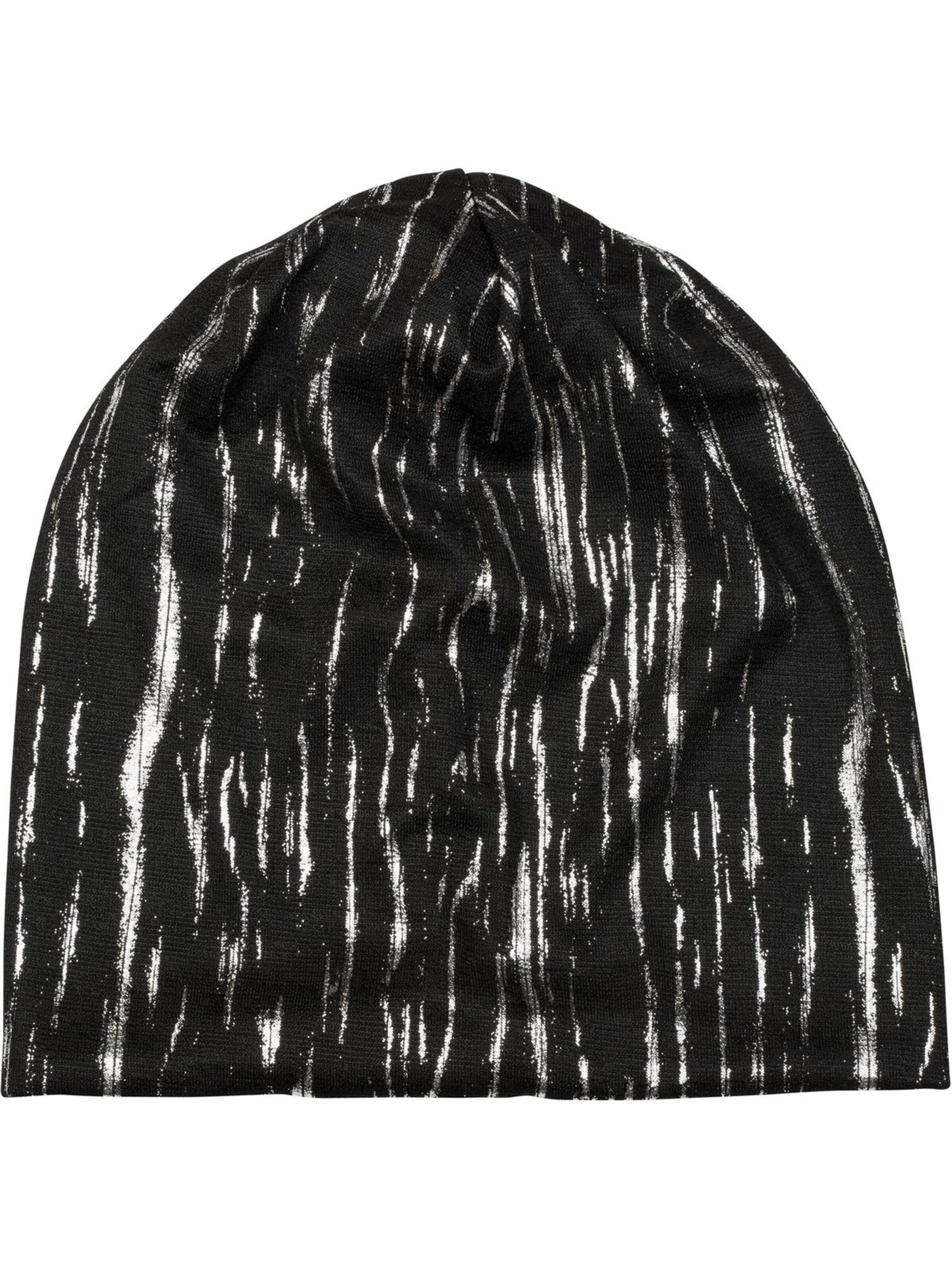 styleBREAKER Mütze 'Beanie mit Metallic Streifen Print'‌‌‌‌‌‌‌‌‌‌ in Schwarz