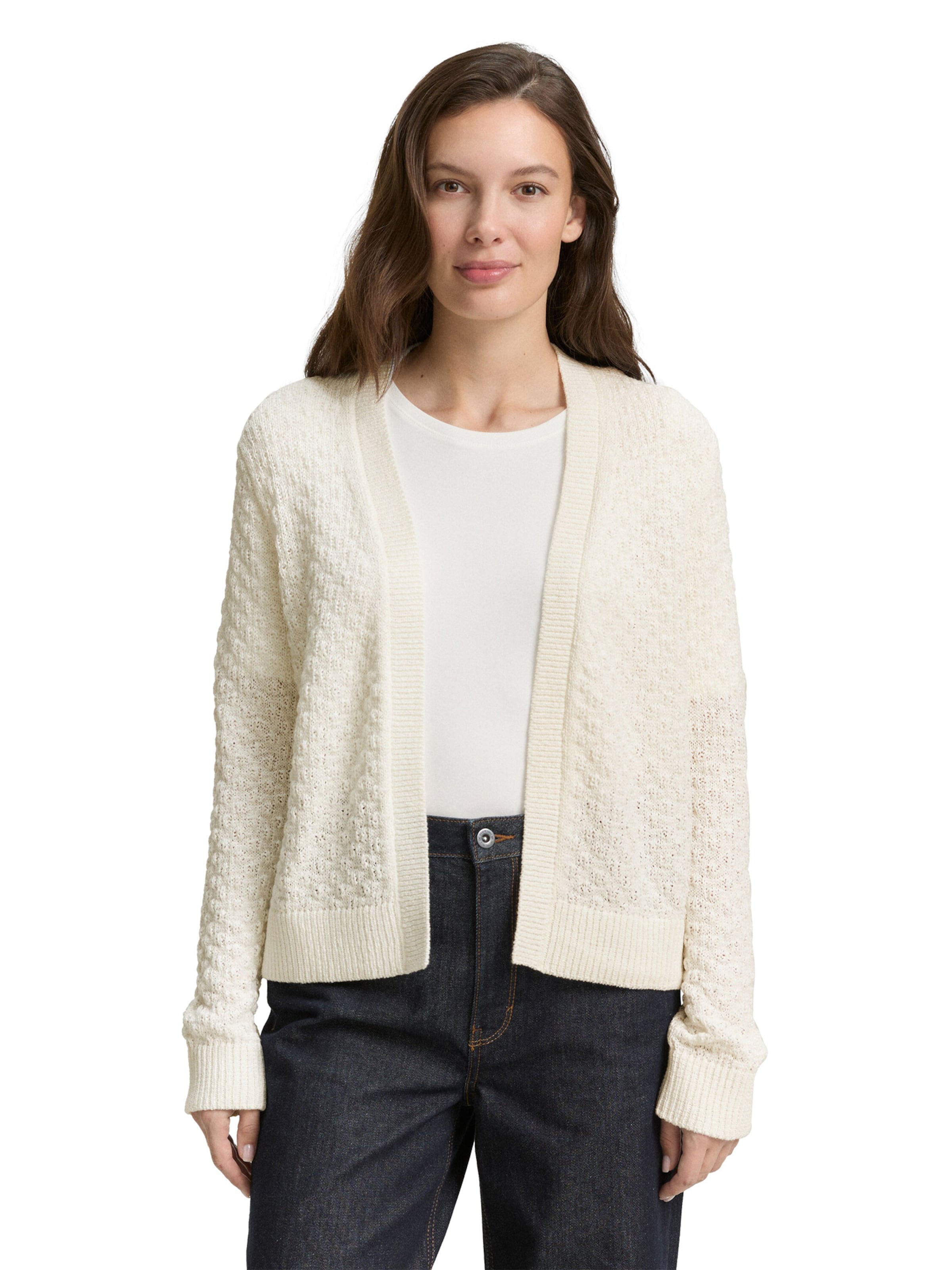 Cardigan TOM TAILOR en blanc : devant