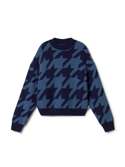Twothirds Pullover 'Millisle - Houndstooth'‌‌‌‌ in marine, Produktansicht