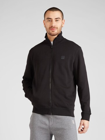 BOSS Zip-Up Hoodie 'Zestart' in Black: front