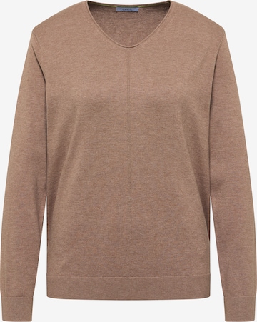 CECIL Basic Pullover mit V-Neck in Unifarbe in Braun: Vorderseite