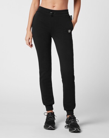 Tapered Pantaloni di Plein Sport in nero: frontale