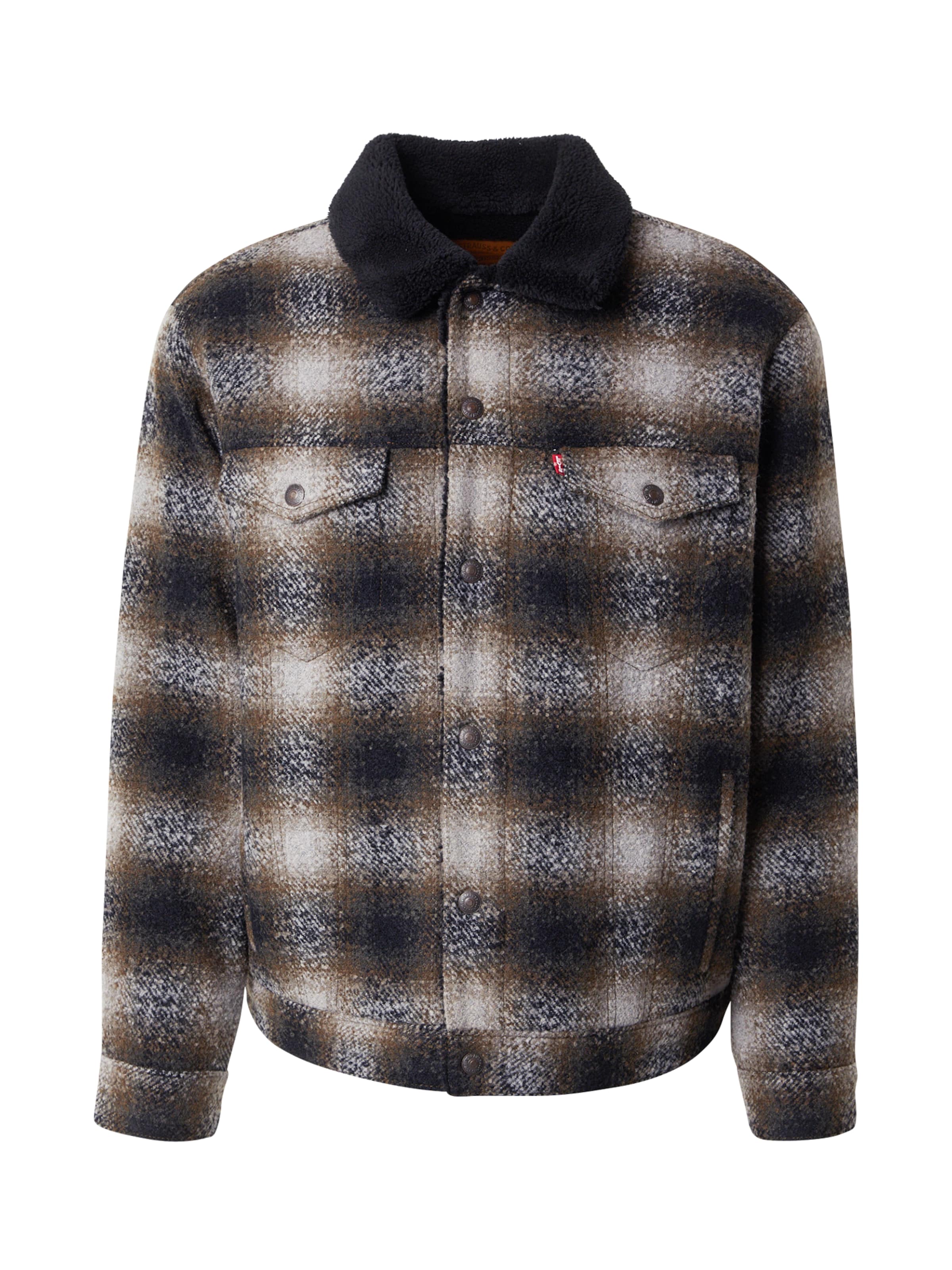 LEVI'S ® Преходно яке 'Relaxed Fit Plaid Sherpa Trucker Jacket' в кафяво: отпред