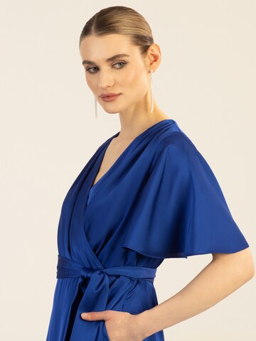 APART Midi-Satinkleid in Blau