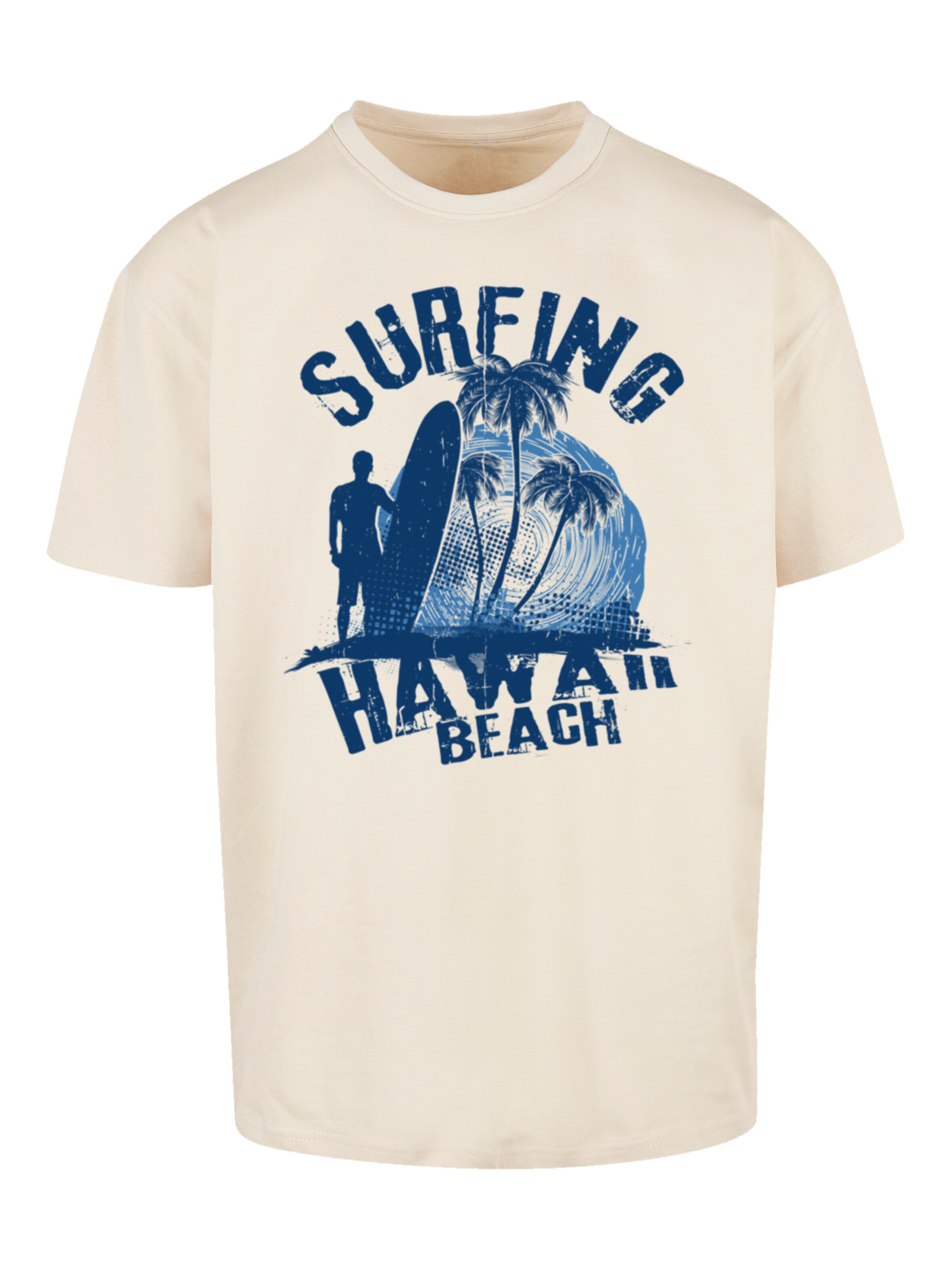 T-Shirt 'Hawaii Surf Beach Summer' F4NT4STIC en beige : devant