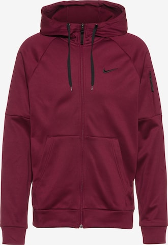 NIKE Athletic Zip-Up Hoodie in Red: front